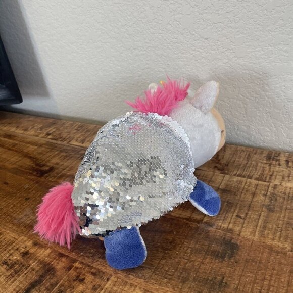 Flip A Zoo 12" Plush Stuffed Animal Unicorn/ Aki Tiger Sequined Silver Pink - Picture 4 of 9